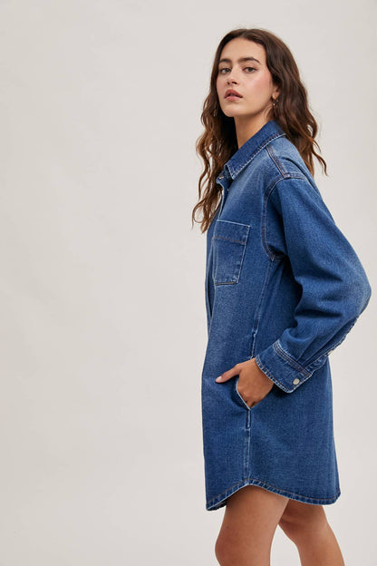 Abel Denim Button Down Shirt Dress