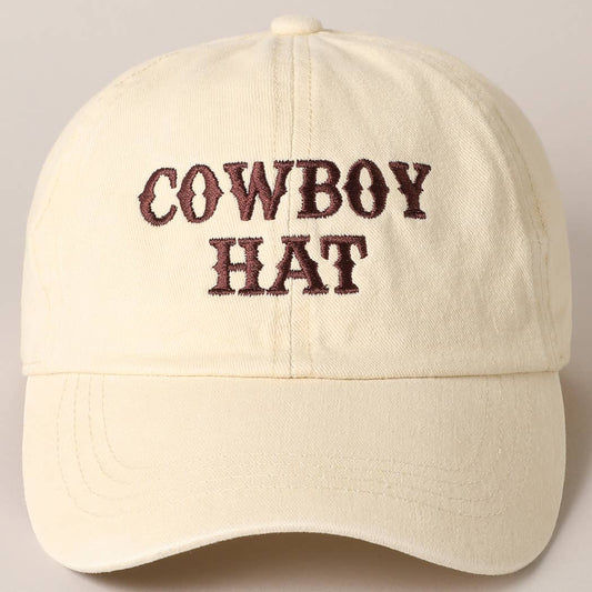Cowboy Hat Text Embroidered Baseball Cap