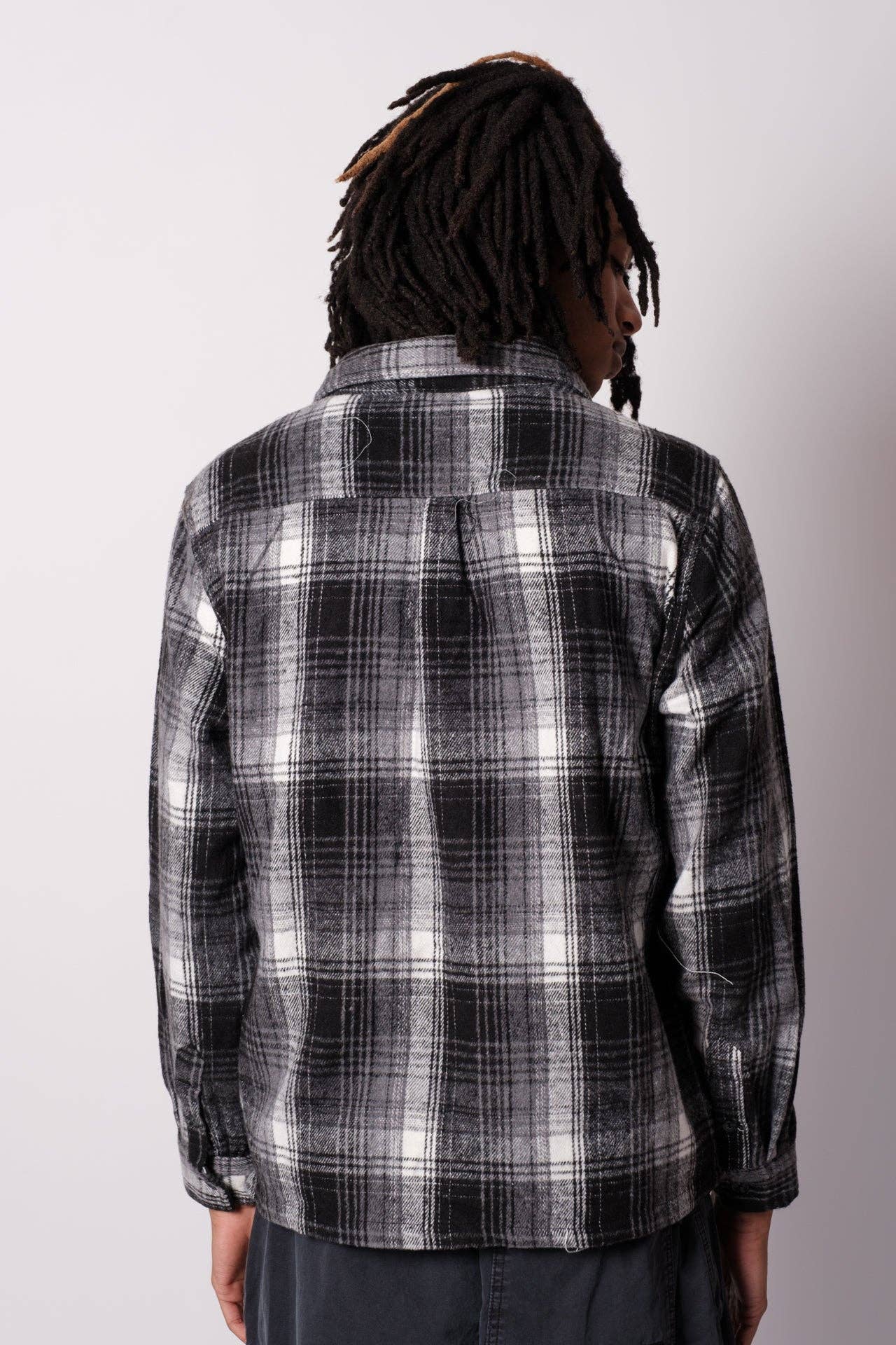 Heavy Flannel Shacket: Black Cream / Small