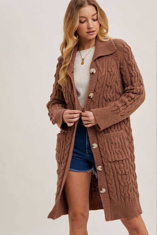 Toasty Cable Knit Sweater Cardigan