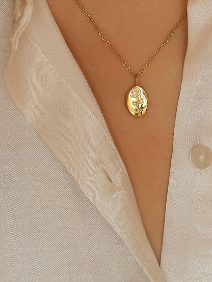 Chrishell 18K Gold Non-Tarnish Rose Coin Necklace