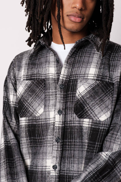 Heavy Flannel Shacket: Black Cream / Small