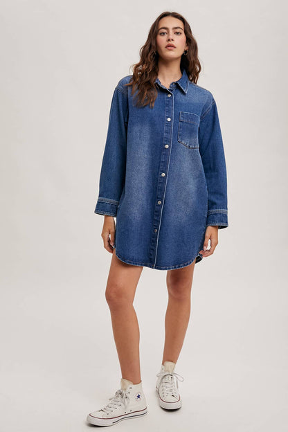 Abel Denim Button Down Shirt Dress