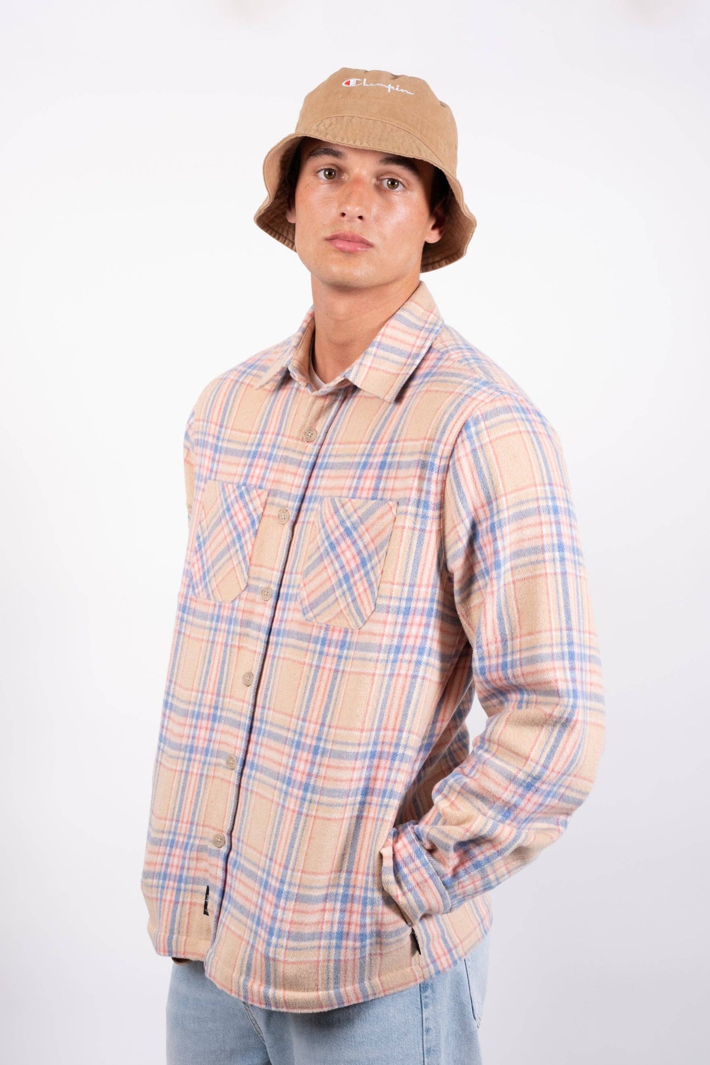 Heavy Flannel Shacket: Black Cream / Small