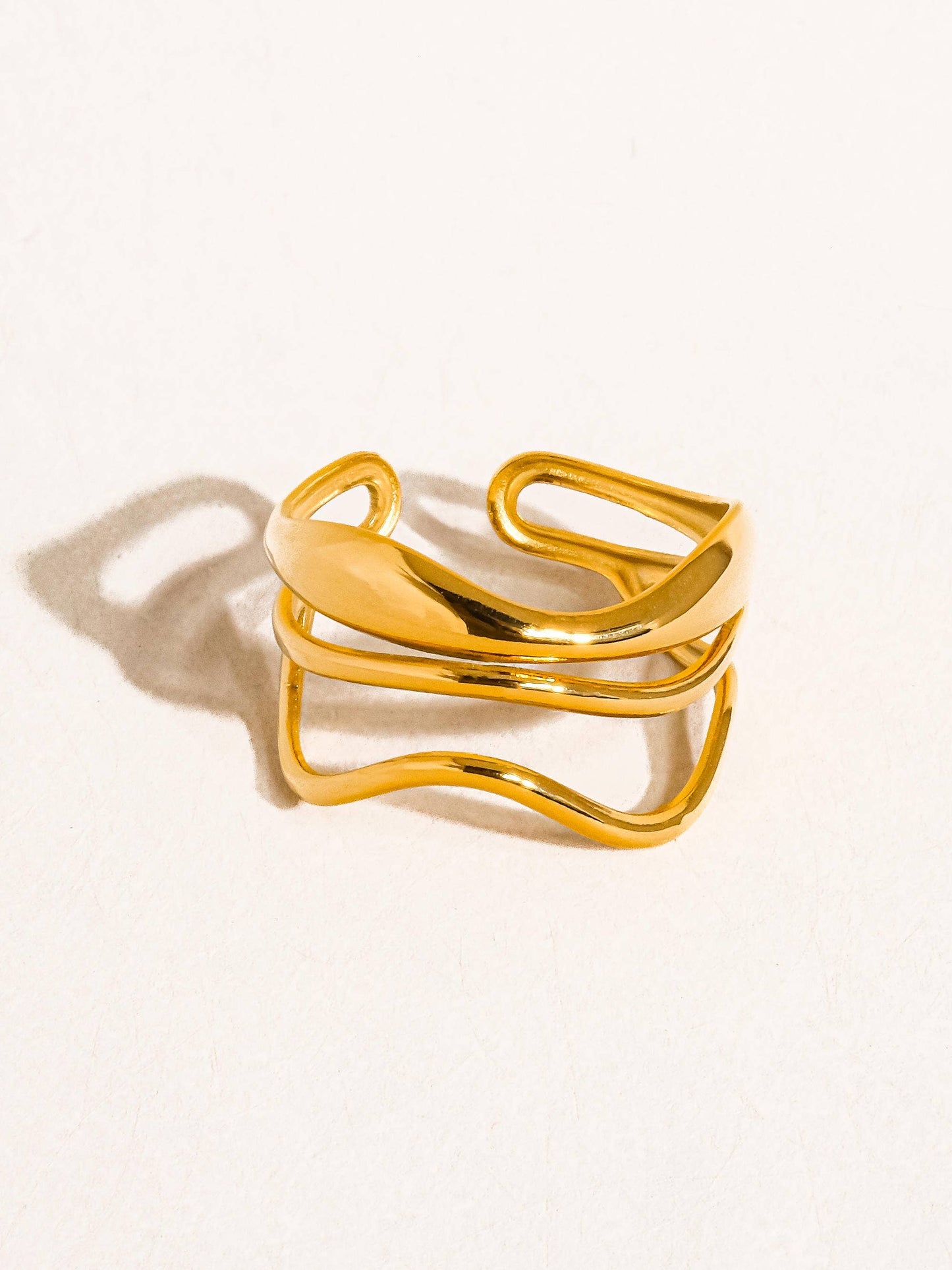 Ozzy 18K Gold Non-Tarnish Abstract Ring: Yellow Gold