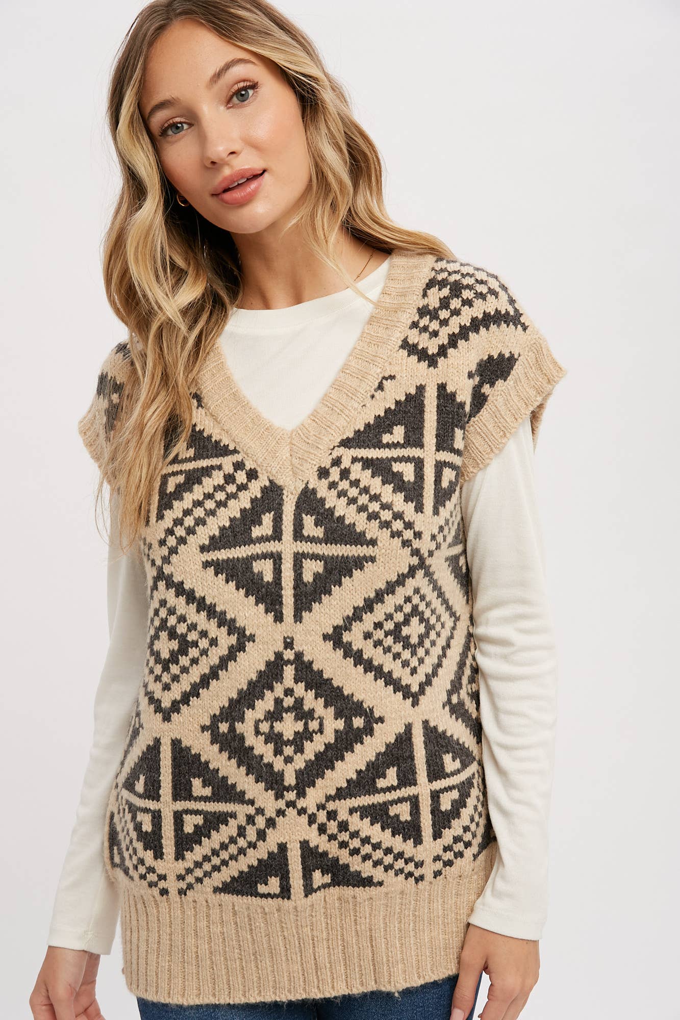 Chey Aztec Oversized Sweater Vest