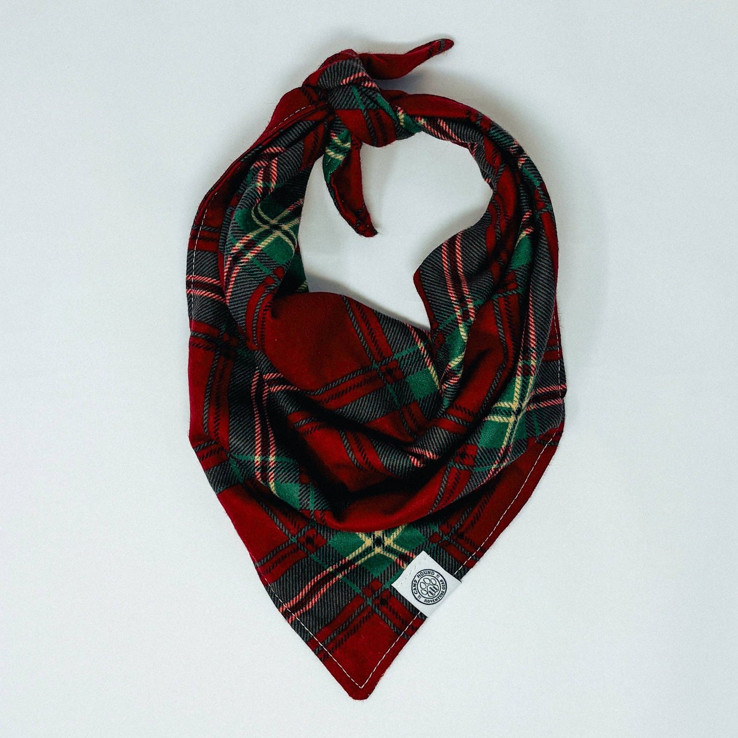 Nick Dog Bandana | Christmas Holiday Plaid Flannel Pet Scarf: Red