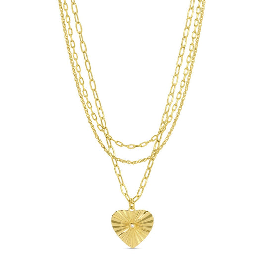 Triple Layer Heart Pendant Necklace