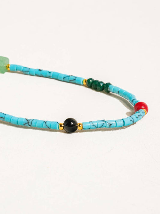 Calise Boho Handmade Blue Turquoise Stone Beaded Necklace