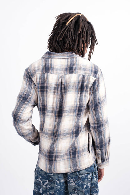 Heavy Flannel Shacket: Black Cream / Small