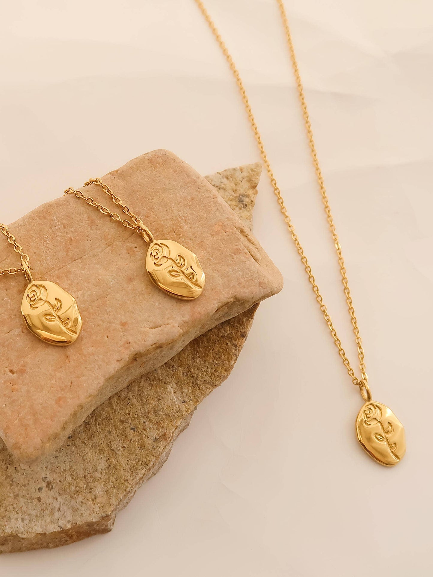 Chrishell 18K Gold Non-Tarnish Rose Coin Necklace