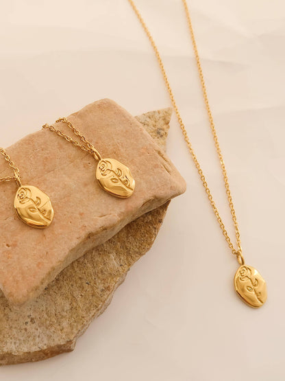 Chrishell 18K Gold Non-Tarnish Rose Coin Necklace