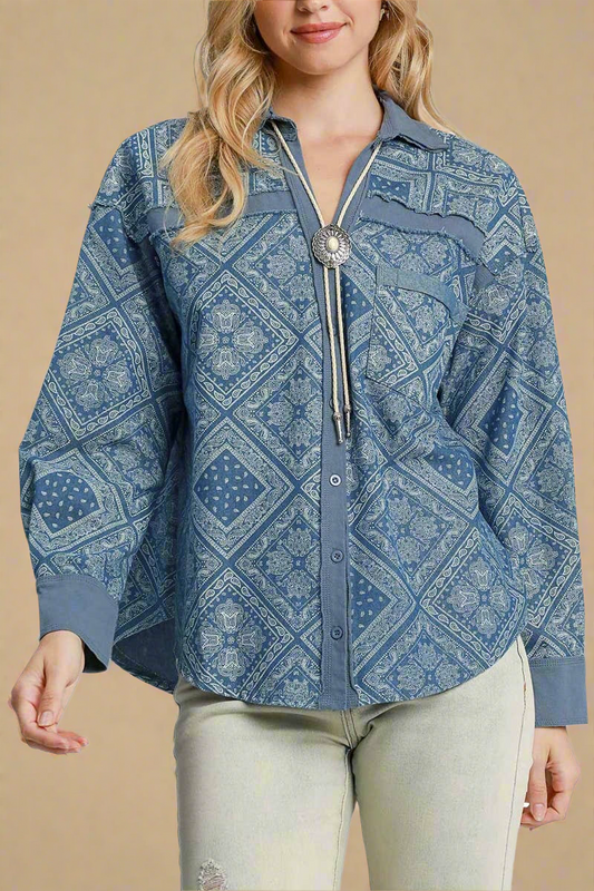 Polly Paisley Print Denim Shirt