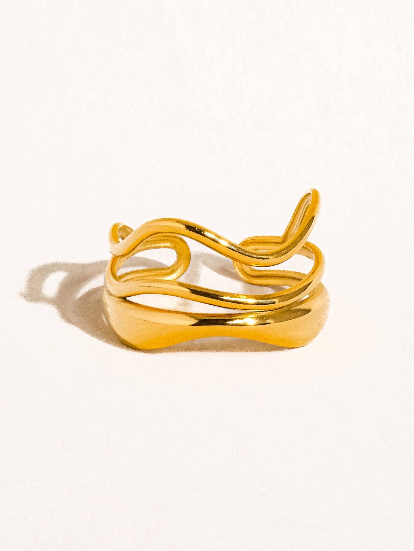 Ozzy 18K Gold Non-Tarnish Abstract Ring: Yellow Gold