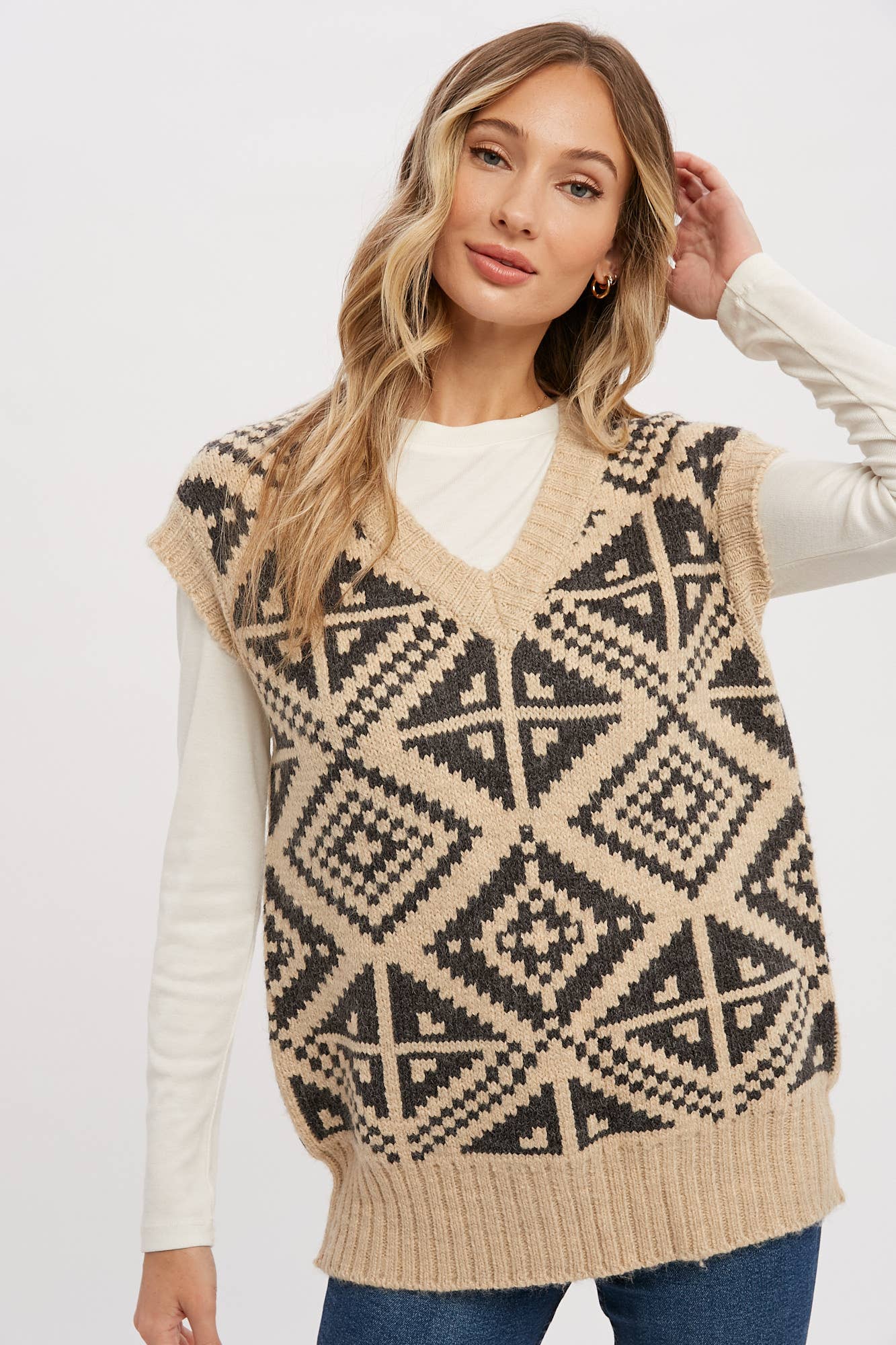 Chey Aztec Oversized Sweater Vest