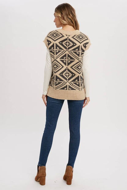 Chey Aztec Oversized Sweater Vest