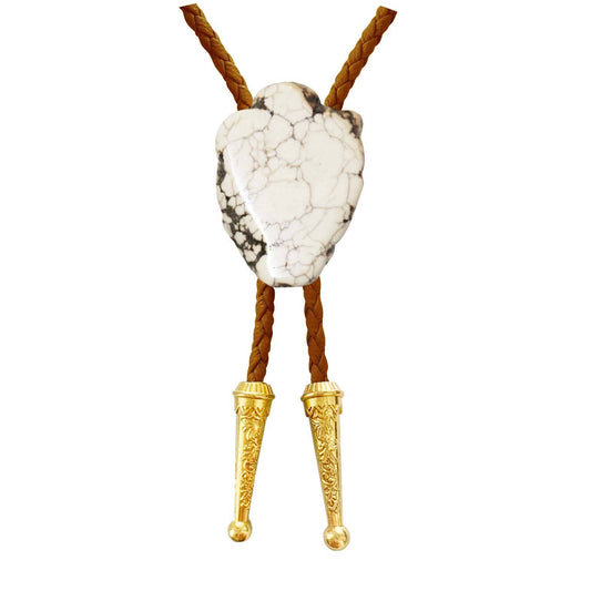 Gemstone Bolo Tie - Howlite: Brown / Gold