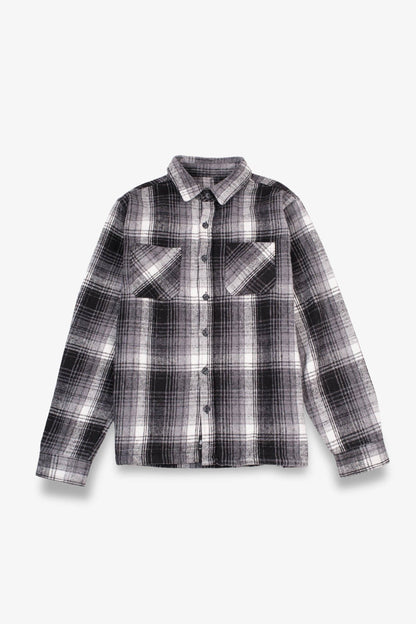 Heavy Flannel Shacket: Black Cream / Small