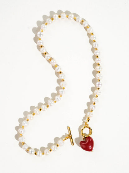 Wren Vintage Natural Pearl Heart Necklace