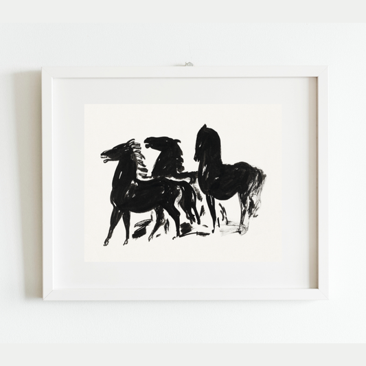 Three Horses Antique Art Print