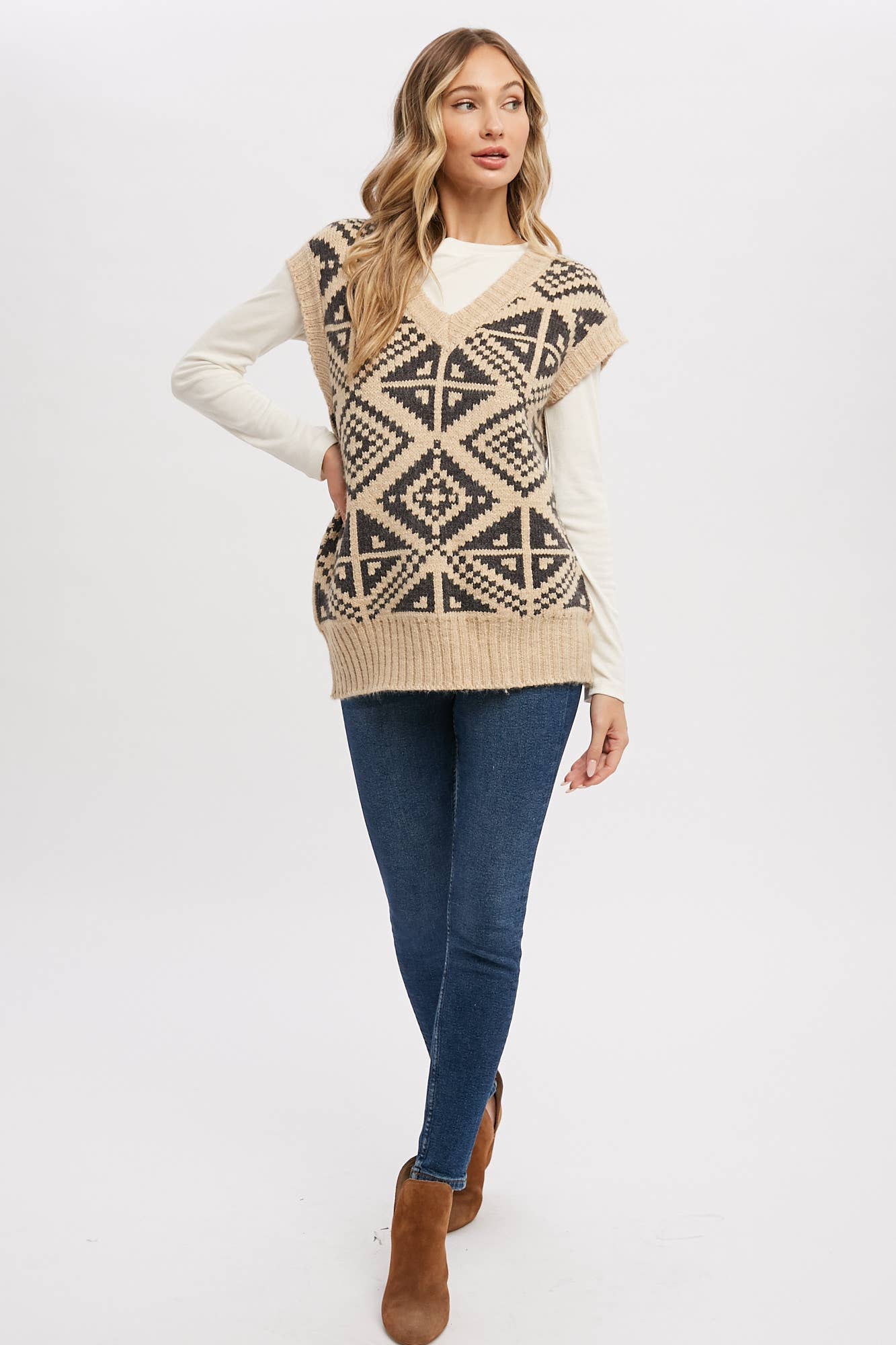 Chey Aztec Oversized Sweater Vest