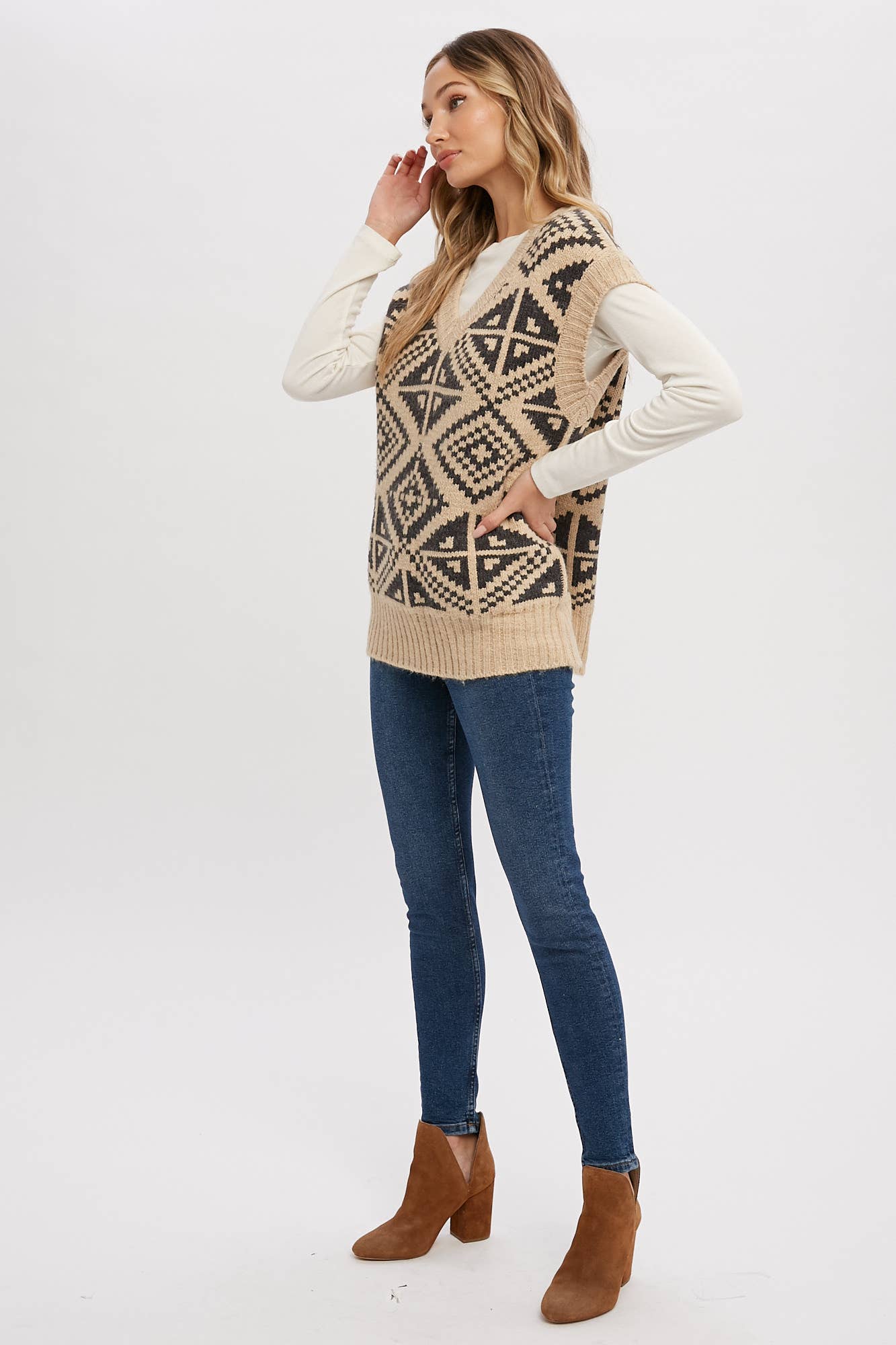 Chey Aztec Oversized Sweater Vest