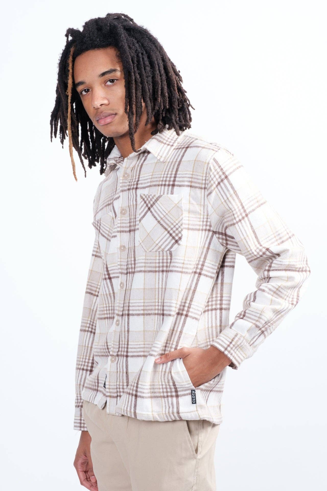 Heavy Flannel Shacket: Black Cream / Small