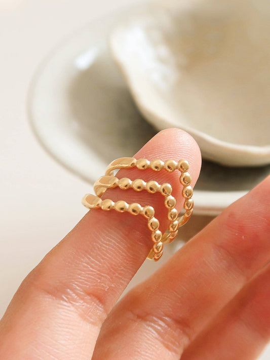 Iliad-Gold Non-Tarnish Stackable Adjustable Ring: Yellow Gold