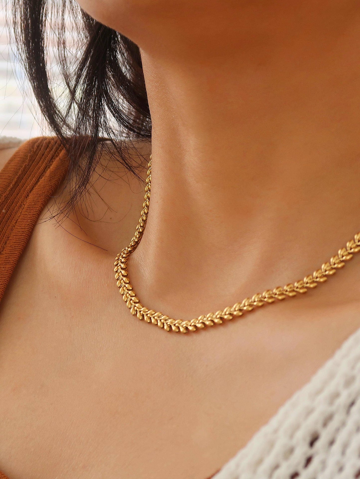 Vern 18K Gold Non-Tarnish Classic Wheat Chain: Yellow Gold