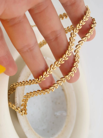 Vern 18K Gold Non-Tarnish Classic Wheat Chain: Yellow Gold