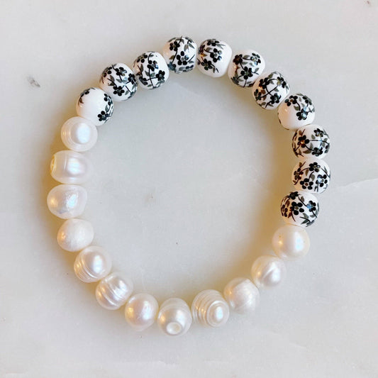 So Fresh Pearl And Porcelain Bracelet: Black