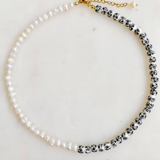 So Fresh Pearl And Porcelain Choker Necklace: Black