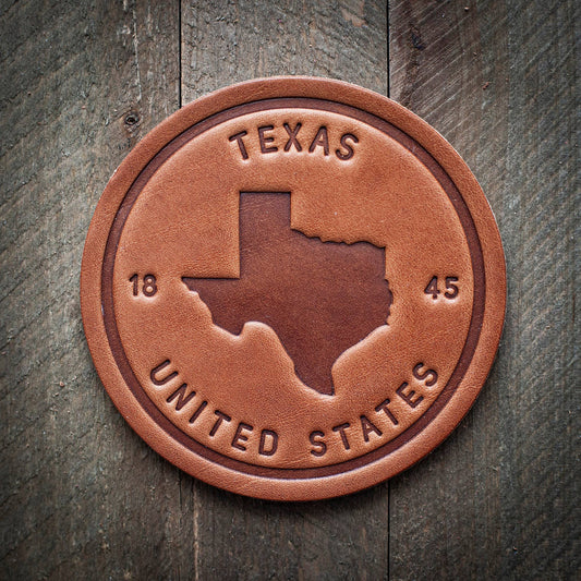 Texas State Silhouette Leather Coaster
