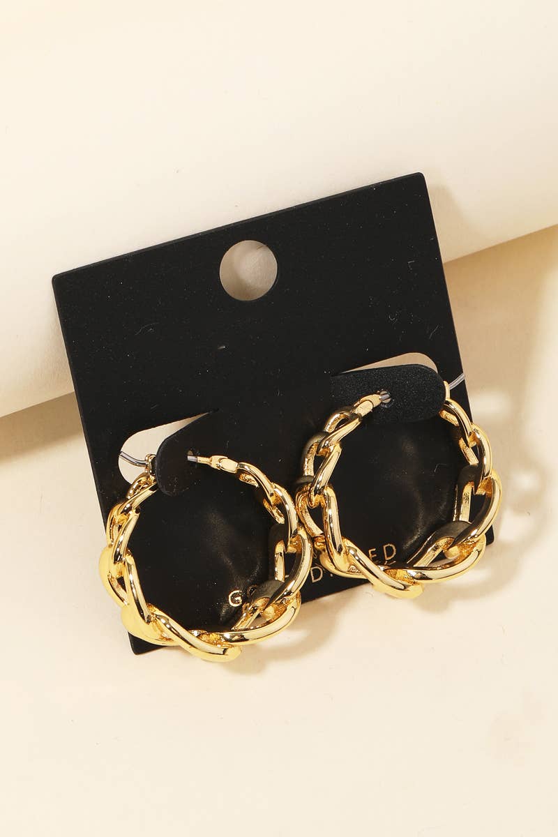 Gold Dipped Chain Link Hoop Earrings